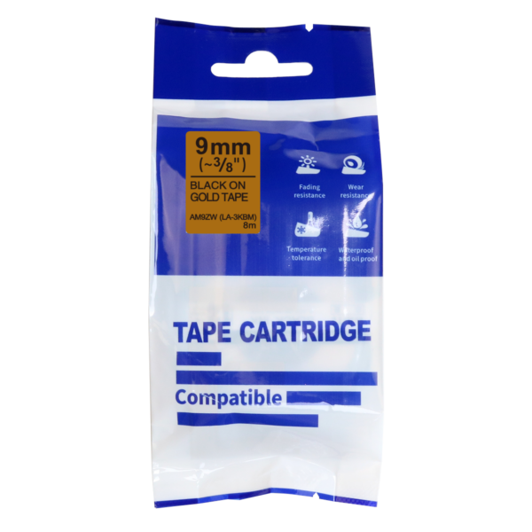 SBT tape for Epson LK3KBM 9mm x 8m Black on Gold, standard label - Image 2